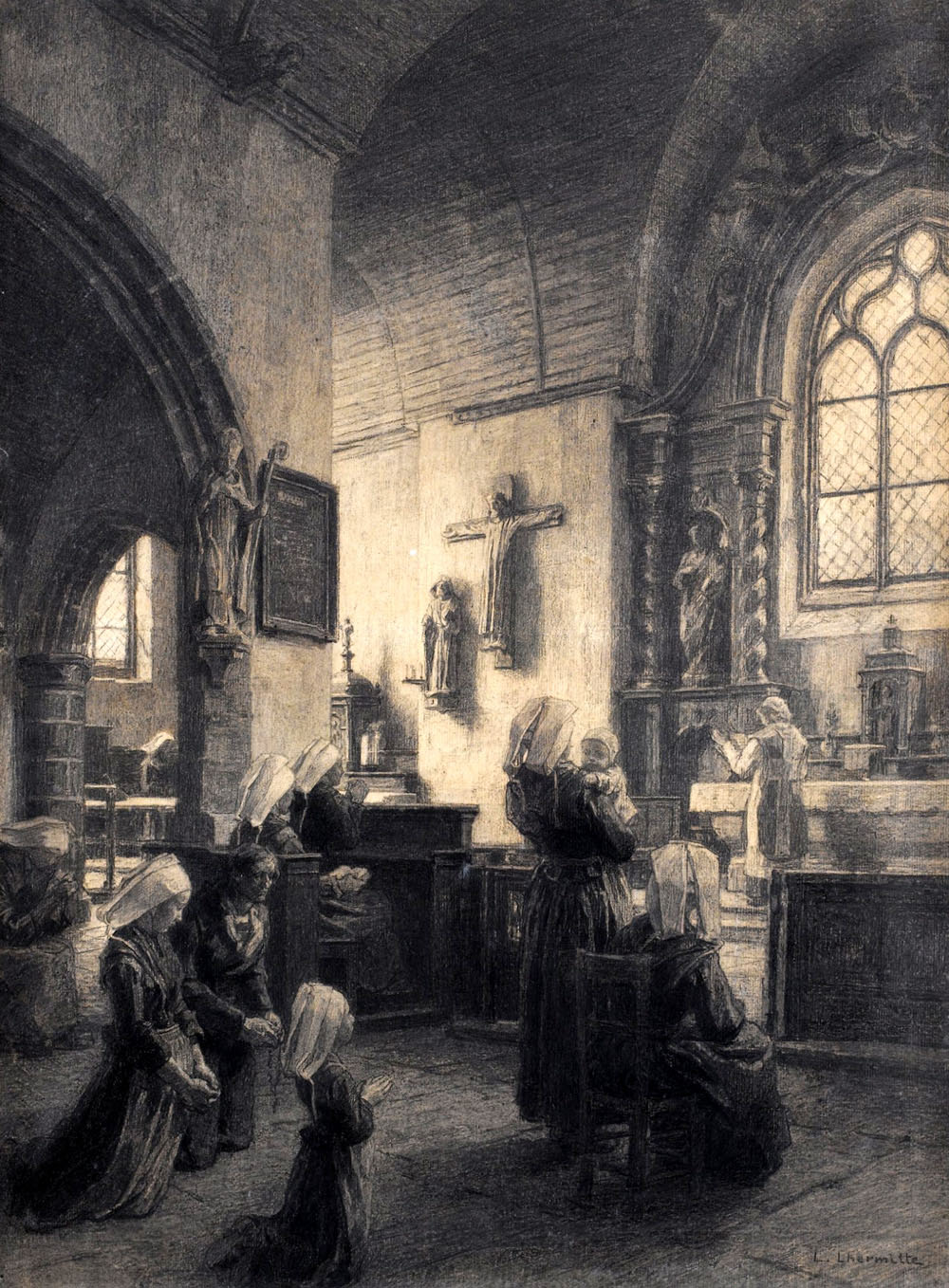 Eglise - dessin de Léon-Augustin Lhermitte