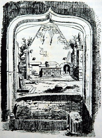 Dessin de la chapelle de Pont-Christ en 1832 d'après Mayer