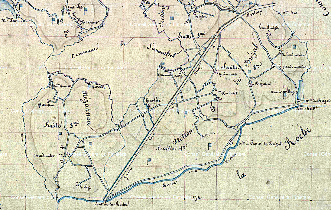 Sud de Plouneventer - cadastre 1828
